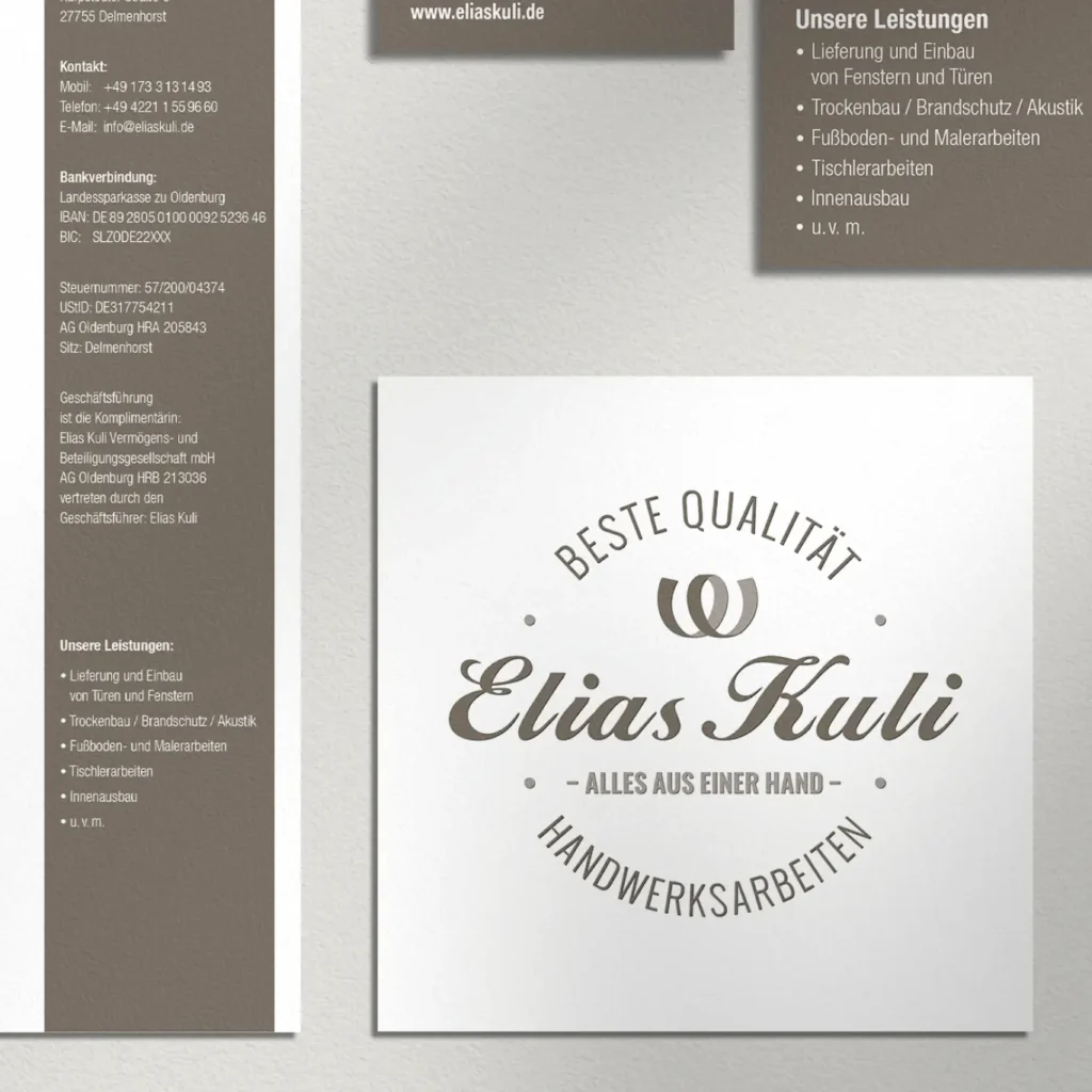 Elias Kuli · Logo, Briefbogen und Visitenkarte
