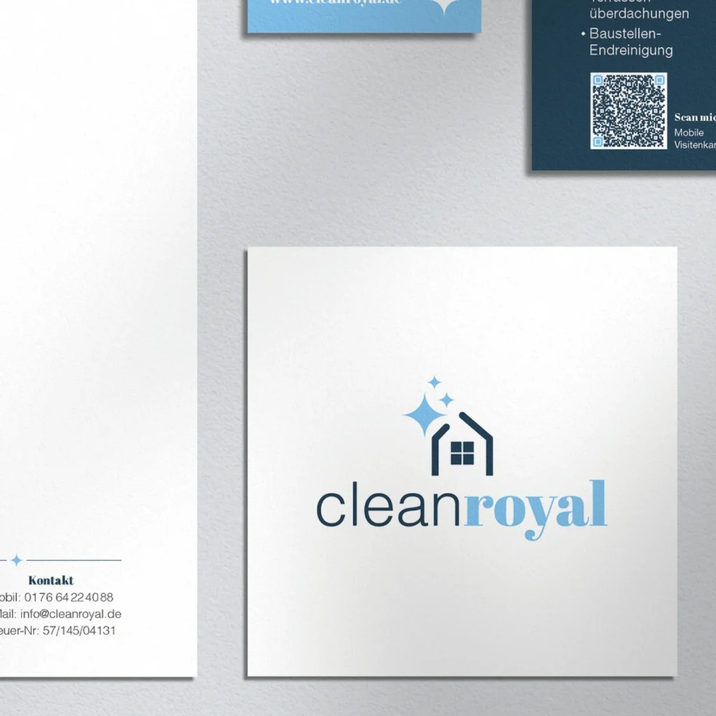 cleanroyal · Logo, Briefbogen und Visitenkarte